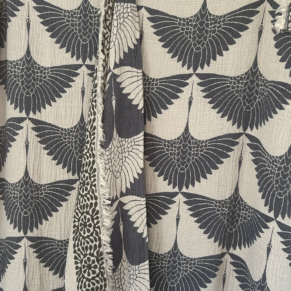 Flock Birds in Flight Cranes Throw Blanket 55x77 Luxury 100% Turkish Cotton NAVY - Picture 8 of 16